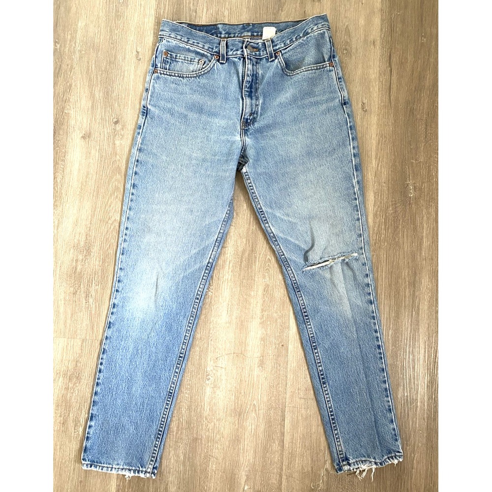 VTG Levis Jeans 34 x 30 90s USA 512 Slim Fit Taper Leg Grunge Light 100 Cotton